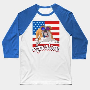 English Bulldog American 4th of July Baseball T-Shirt